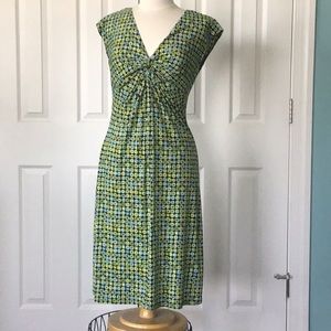 Summer dress. Green and blue, mid calf length. Size L